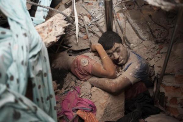 This haunting photograph was taken in the aftermath of the garment factory collapse in Dhaka, India, earlier this year.